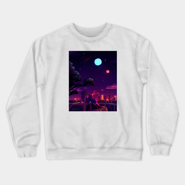 Summer Nights Crewneck Sweatshirt by drizzledrawings